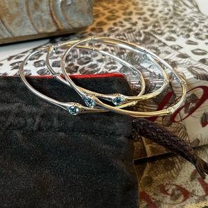 JOHN HARDY 
Sterling Silver Blue Topaz Bamboo Bangle Bracelets